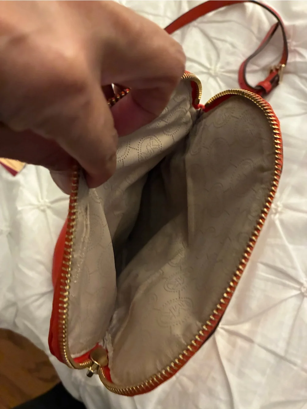 Michael Kors Orange Pebbled Leather Crossbody Bag